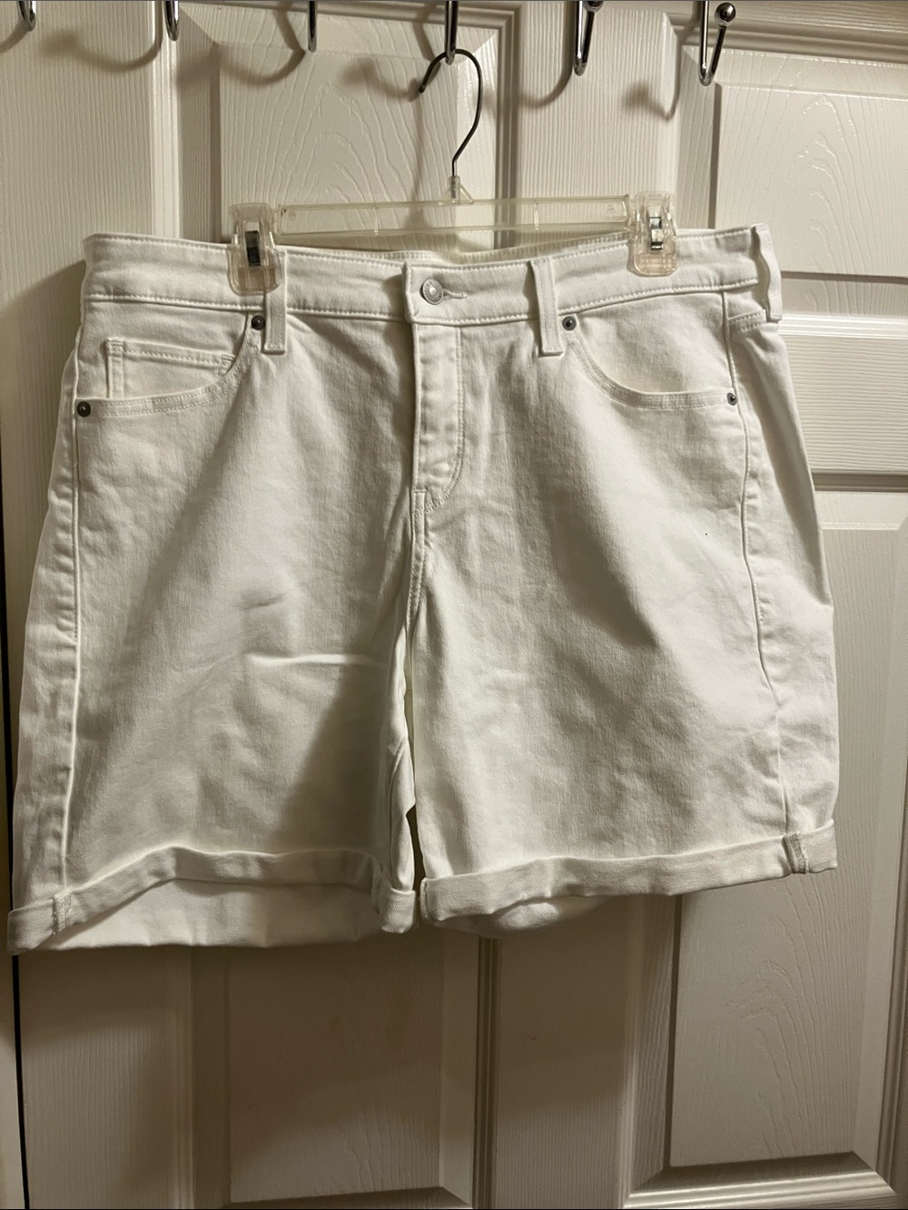 Levi's White Cuffed Denim Shorts